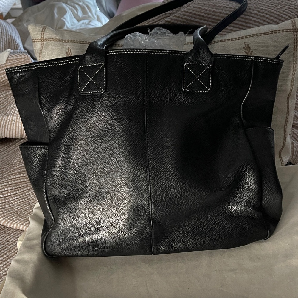 Black Leather Tote Bag Like New Quality Black Leather Lli New York
